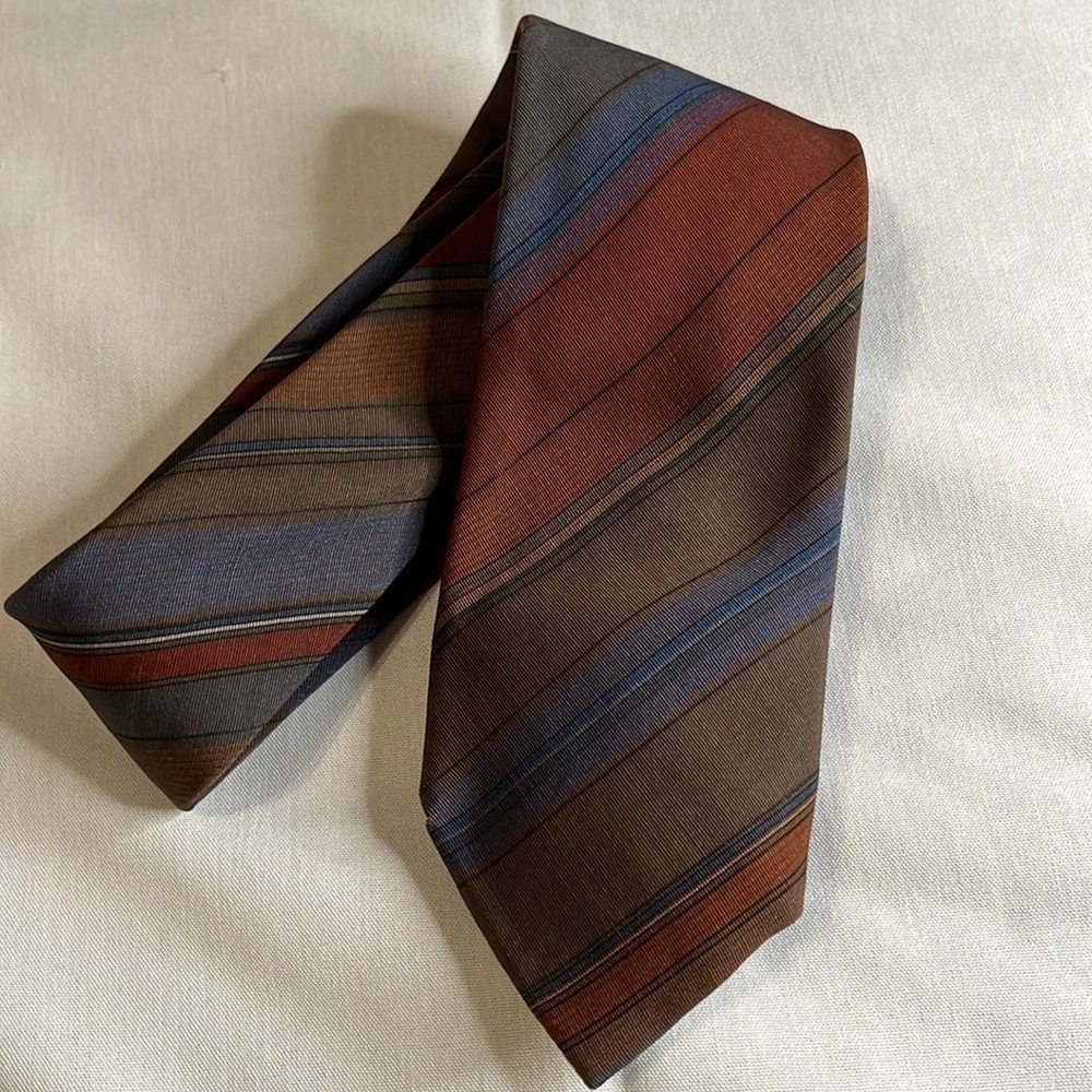 Saint Honore Paris Striped Tie brown, rust, blue